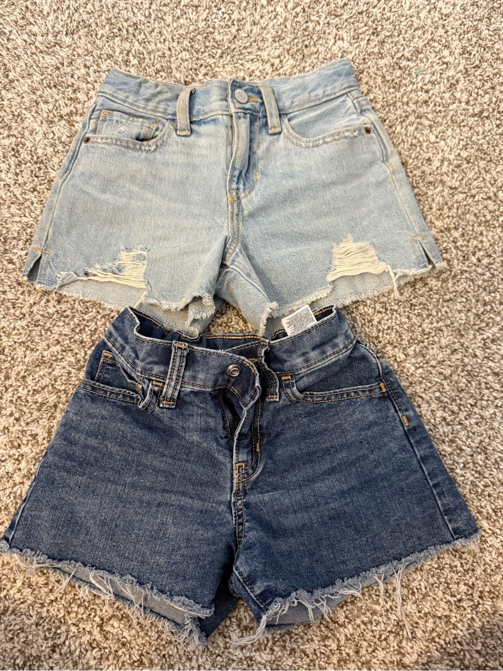 Old Navy Girls' Light Blue and Dark Blue Denim Cutoff Shorts Duo